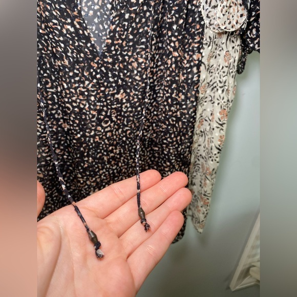 Ulla Johnson Silk Sheer Ruffle Sleeve Black and White Blouse Size 6 - Picture 5 of 10